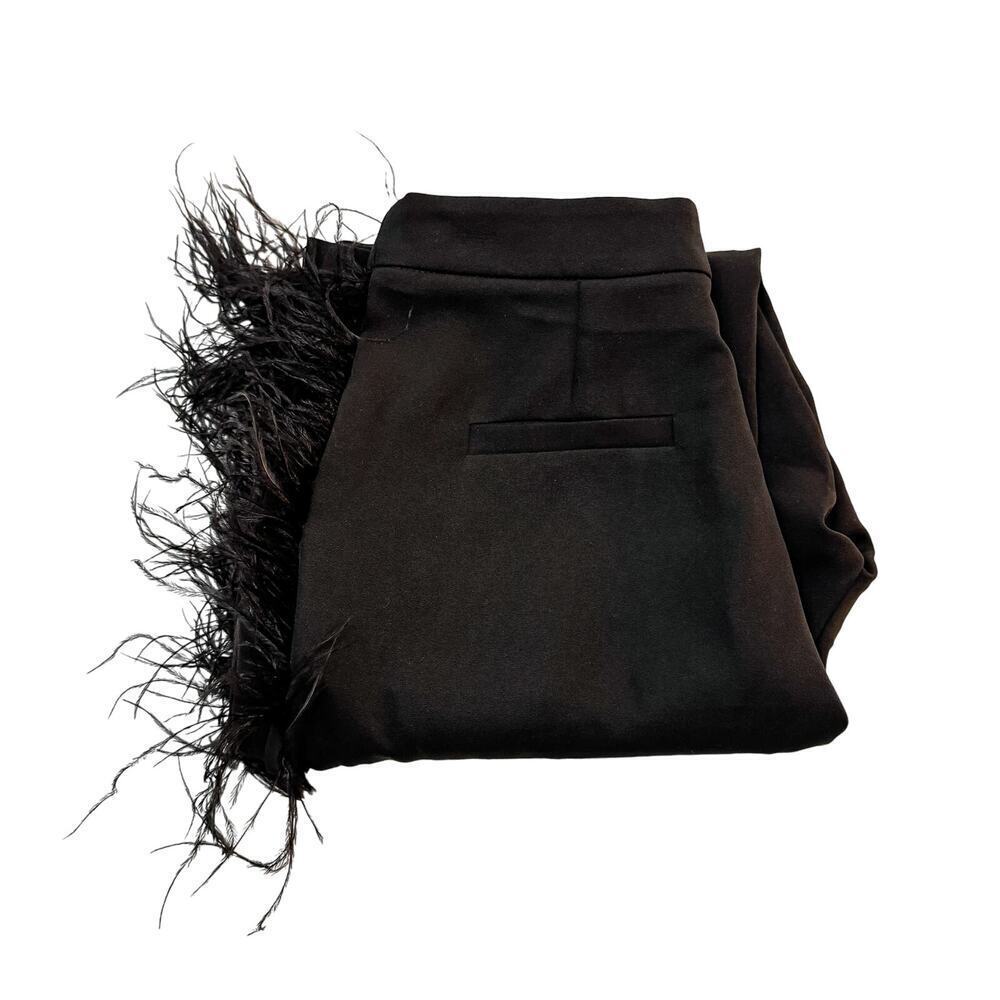 Club L London Black Count Me In Feather Trousers Pant Size 6